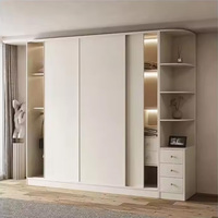 Armoire de rangement avec portes coulissantes en verre modulaires haut de gamme, design personnalisé, bande LED intégrée, finition bois moderne