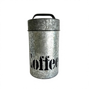 Premium Eco-Friendly Handmade Metal Galvanized Round Food Storage Canister with Lid <b>for</b> Kitchenware Sugar Tea Coffee Giveaways - Product Image 1