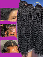 Perruques sans colle en cheveux humains vierges vietnamiens, double épaisseur, avec dentelle transparente HD, longues, noires naturelles, de luxe pour femmes