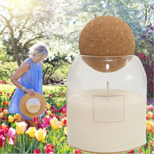 Bougie parfumée de parfum de pot en verre rond clair naturel sans fumée de cire de soja de Borosilicate élevé avec le support de couvercle de liège - Product Image 6