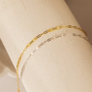 欧美跨境POD不锈钢手链刻名字不褪色女式回形针链手链 - Product Image 5