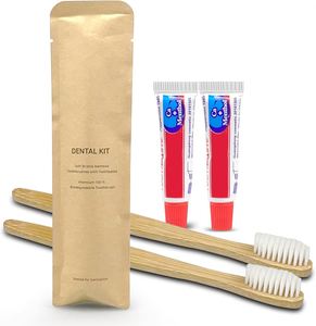 Eco-Friendly Sustainable Disposable Hotel Bathroom Amenities <b>Set</b> with Dental Kit Toothbrush and Moisturizing Toothpaste - Product Image 4