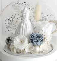 Rose éternelle en forme de robe de mariée, cadeau créatif pour la Saint-Valentin, la confession, l'anniversaire de petite amie, ou comme ornement décoratif pour la maison