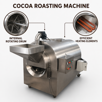Tostador Rotatorio Continuo Comercial de Tambor de Acero Inoxidable para Cacao y Nueces, Equipo de Tostado para Línea de Procesamiento de Granos de Café y Anacardos