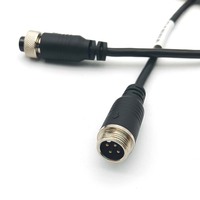 Car 4 Pin GX12 Male to Female AV Video Power Cord Aviation Plug Extension Cable