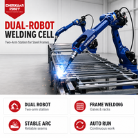 Sel Pengelasan Robot Ganda Efisiensi Tinggi, Stasiun Pengelasan Robot Otomatis untuk Fabrikasi Rangka Baja dan Gerbang