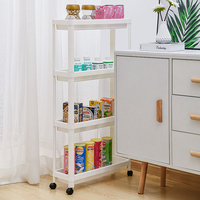 Étagère plastique pour cuisine salle de bain, 1 pièce, étagère Mobile, organisateur coulissant rangement, tour de chariot à roulettes pour cuisine, étroit