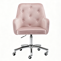 Chaise de bureau ergonomique pivotante à 360 degrés, moderne, en velours, avec piètement en métal chromé, hauteur réglable, multifonctionnelle, pour la maison et le bureau