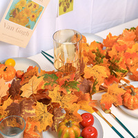 Guirlande de feuilles d'érable en soie artificielle pour la décoration de la maison en automne, Thanksgiving, Noël, Nouvel An, la Saint-Valentin, la remise des diplômes, 100cm-200cm