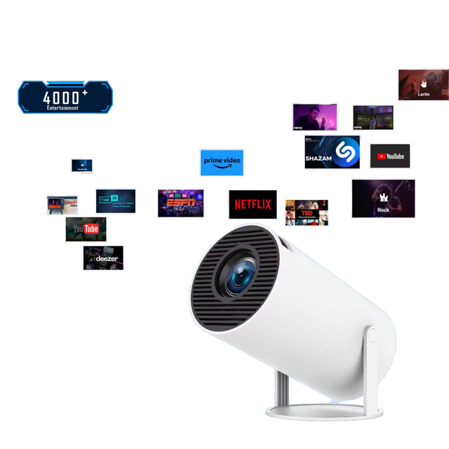 Hot-selling 4K Mini Portable Projector with Built-in Speakers and HIFI Stereo WiFi 6 Android 13 HY300 Pro