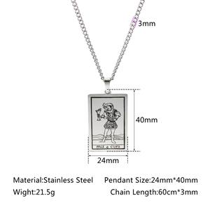 Moda Hip Hop Tarot kartları Esotericism takı Vintage paslanmaz çelik Waite <span class=keywords><strong>Chalice</strong></span> Tarot kart kolye kolye erkekler için - Product Image 6