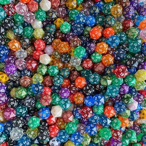 Dado de acrílico transparente de 20 caras con patrón de perla para juegos de rol, metalizado, cuadrado, para juegos de mesa, enseñanza y juegos de rol, D20, venta al por mayor - Product Image 2