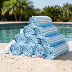 Toalla de Playa Turca Tejida Ligera de Secado Rápido 100% Algodón, 100x180cm, para Adultos, Multiusos, para Piscina y Baño, Diseño a Rayas - Product Image 4