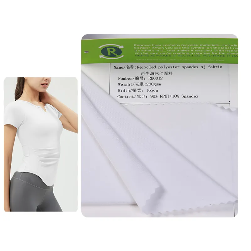 Top des ventes de Textiles de chine durable tricoté uni teint en Polyester recyclé rayonne Spandex tissu pour T-shirt