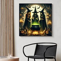 Kit de peinture au diamant SONGWOOART : sorcière d'Halloween, pour la décoration de la maison, peinture au diamant personnalisée pour adultes
