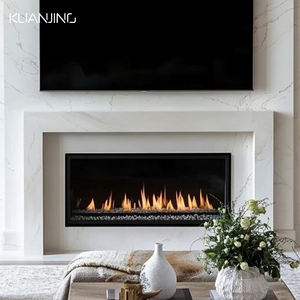 लिविंग रूम इनडोर विला होटल सजावटी टीवी स्टैंड कैबिनेट इलेक्ट्रिक फायरप्लेस संगमरमर मैटल - Product Image 1