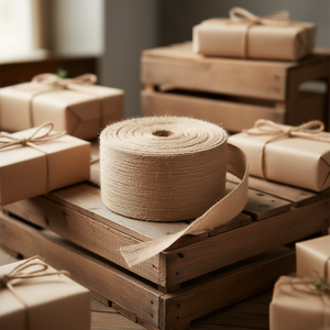 Nastro di juta naturale 3 pollici x 370 pollici, ecologico, tessuto, per decorazioni regalo e confezioni - Product Image 2