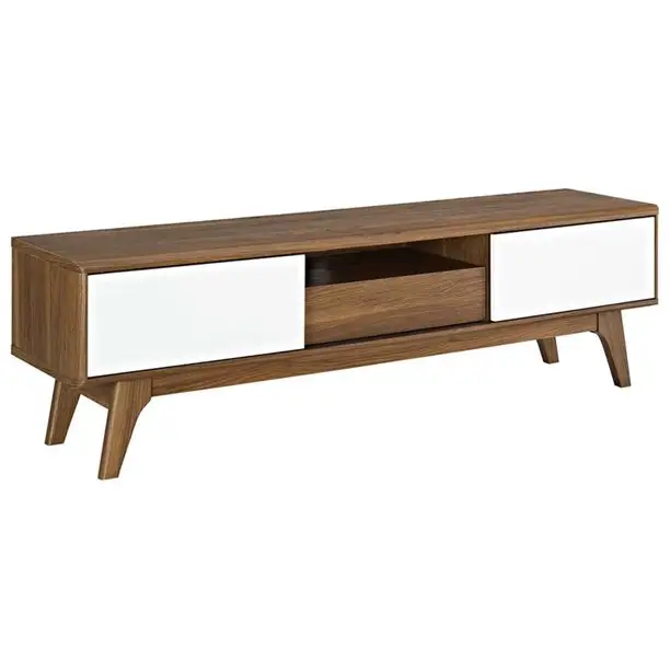 Ponsel Sudut Modern, Furnitur Kabinet Dudukan TV Kayu 65 Inci