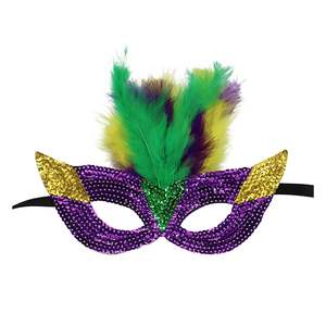 Mardi Gras Roxo Verde Amarelo Pena Máscara Masquerade Lantejoula Máscara para Bola De Carnaval <span class=keywords><strong>Prom</strong></span> Promocionais Fontes Do Partido - Product Image 3