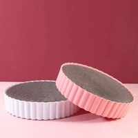 Grattoir à chat rond durable avec bord ondulé, en carton ondulé, lit de repos pour chats d'intérieur