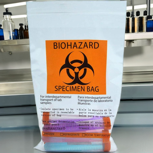 Sac de spécimen de risque biologique de transport d'échantillons de santé publique 6x9 8x10 pochette kangourou en PE transparent refermable pour les tests sur le terrain - Product Image 1