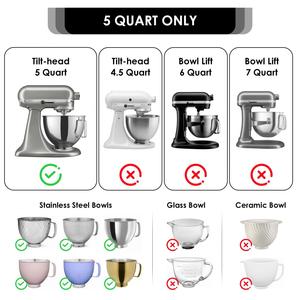 En stock : Revêtements de bol en silicone pour mélangeurs KitchenAid 5 QT, bols en silicone avec couvercles, remplacement rapide, multi-usages - Product Image 5