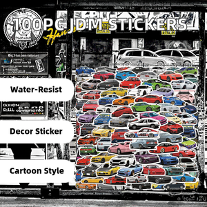 Adesivi in PVC Impermeabili Personalizzati Colorati Mini Auto da Corsa <span class=keywords><strong>JDM</strong></span> 100 Pezzi Decorazione per le Feste - Product Image 2