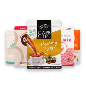 Sacchetti stand up con finestra con logo personalizzato, sacchetti con chiusura a zip, carta kraft, caffè, tè, 3,5 g, Mylar - Product Image 2