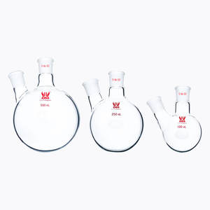 Лабораторная посуда CS Labglass: колба круглая двухгорловая 14/20 с широким горлом, ручной работы, из толстостенного боросиликатного стекла - Product Image 2