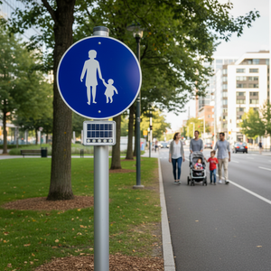 Mandatory Pedestrian Path Sign TT-39a Reflective Traffic Sign Board for <b>Roadway</b> Solar & LED Features - Product Image 5