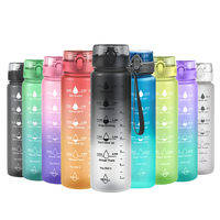 Bouteille portable givrée anti-fuite de 1050 ml avec rappel de temps, motivante, écologique, unisexe, avec corde et ouverture à un clic
