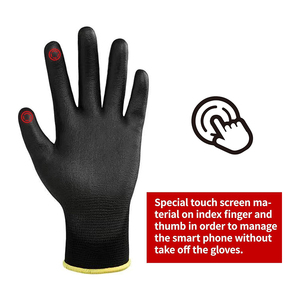 GLOVEMAN Gants de travail de sécurité à écran tactile enduits de PU pour hommes, en tricot sans couture, en vrac, enduits de polyuréthane fin et lisses - Product Image 3