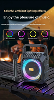 Haut-parleur portable en plastique 10W avec 2 micros, éclairage LED RGB 5.1, contrôle par bouton et prise en charge de l'application pour karaoké extérieur
