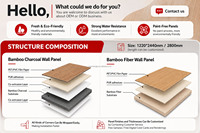 Panel de Chapa de Madera de Bambú con Revestimiento de PVC Duradero y Fácil de Limpiar, Panel de Pared con Diseño de Madera para Decoración de Paredes de Sala de Estar y TV