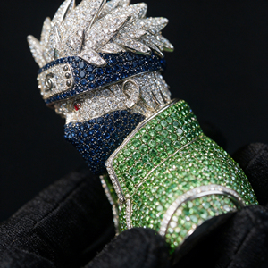 Ciondolo Anime <span class=keywords><strong>Kakashi</strong></span> <span class=keywords><strong>Hatake</strong></span> Iced Out Unico con Moissanite VVS in Argento Sterling 925, Ciondolo Sharingan Rapper Hip Hop - Product Image 2