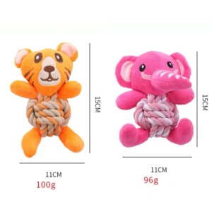 Giáng sinh sang trọng và bông sợi dây thừng con chó đồ chơi Squeaky bền nhai Đồ chơi cắn kháng răng Làm sạch tương tác vật nuôi đồ chơi - Product Image 6