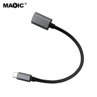 Kabel USB C Ke USB 3.0, Jalinan Lengan Tinggi USB C OTG untuk Laptop Ponsel dan Tablet