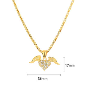 DAICY Acero inoxidable alas de Ángel diamante Liebe corazón colgante collar alta calidad moda encantos fábrica venta al por mayor menor MOQ - Product Image 4