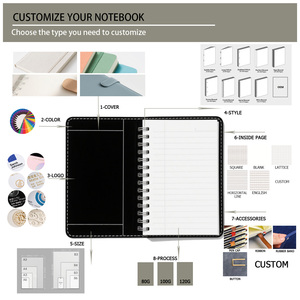 Biểu tượng tùy chỉnh A5 bìa cứng Linen cá nhân máy tính xách tay với bút kinh doanh Tạp Chí Bộ Quà Tặng PP Bìa Chất liệu xoắn ốc may RÀNG BUỘC - Product Image 4