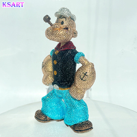 Figurine en résine Popeye peinte à la main, incrustée de diamants colorés, pour la décoration de la maison