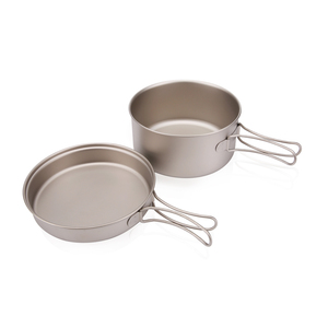 Ensemble de cuisine de camping personnalisé 2 en 1 avec logo, ensemble de casseroles en titane pour l'extérieur, ensemble d'ustensiles de cuisine - Product Image 2