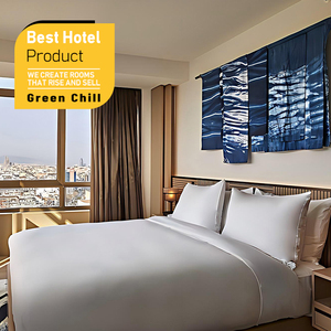 Meubles d'hôtel urbain de type boutique, fabrication OEM/ODM, ensemble de chambre à coucher moderne blanc, lit king size et table de chevet pour chambre d'hôtel - Product Image 1