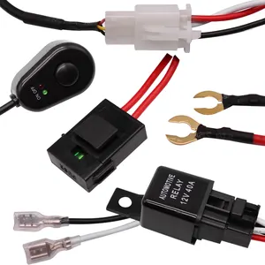 Cables de barra de luz LED para coche SUV, Kit de cables de 2,5 M, 12v, 24v, 40A, arnés de cableado, relé de telar, fusible para Lámpara de trabajo de carga automática