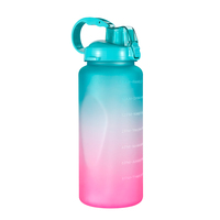 Bouteille d'eau en plastique écologique PETG sans BPA de 64 oz (2 litres) avec marqueur de temps
