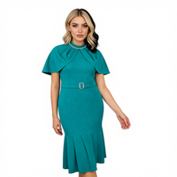 Dernière robe d'été pour femmes, taille plus, pour l'église/le bureau, couleur unie, élégante, coupe ajustée, longueur genou - Personnalisable en usine