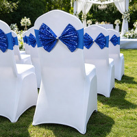 Bandes de chaise extensibles sans nœuds en polyester à sequins pour mariages, hôtels, banquets et événements