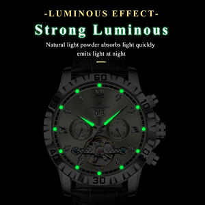 Reloj de Pulsera Automático de Lujo para Hombre Poedagar 1418, Reloj Mecánico de Cuero con Tourbillon Hueco - Product Image 3