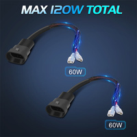 2 Pièces Adaptateur de connecteur 9005 vers cosses à fourche avec faisceau de câblage pour phare antibrouillard LED, capacité 120W, pour Jeep JK 07-11
