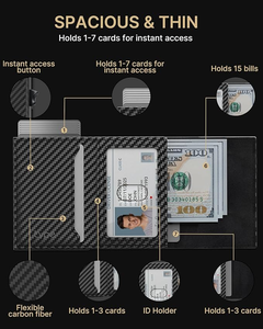 Carpeta <span class=keywords><strong>Crypto</strong></span> Phone Travel Slim Cuero genuino Diseñador Tarjeta DE CRÉDITO Billetera inteligente - Product Image 5
