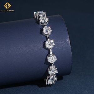 925 Sterling Silver VVS Moissanite Tennis Bracelet Round Cut <b>Iced</b> <b>Out</b> Diamond Bracelet 18K Gold Plated Hip Hop Fine Jewelry - Product Image 4